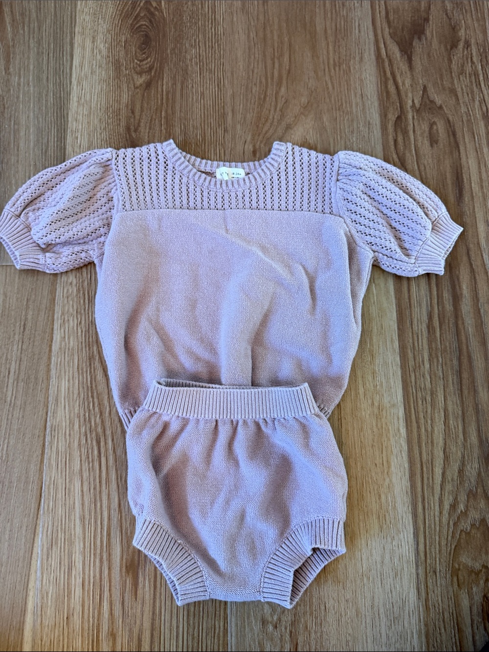 Quincy Mae Lilac Knit Puff Sleeve Top & Bloomers Set